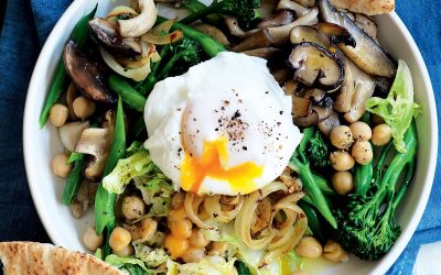 Braised Greens with Chickpeas & Eggs