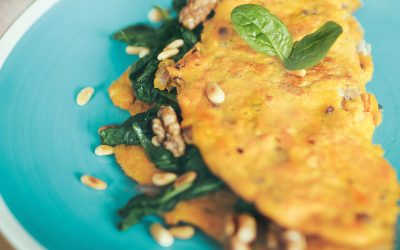 Spinach, Feta and Walnut Omelette